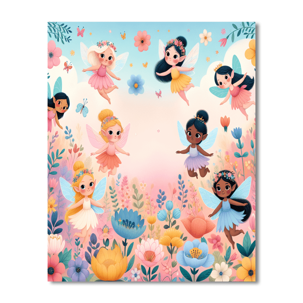 Whimsical Fairies In Flight Paint By Color