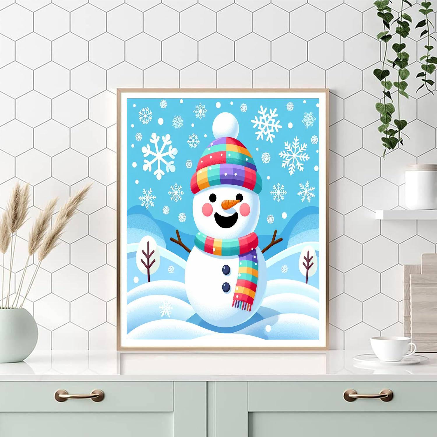 Joyful Snowman Buddy DIY Paint By Numbers