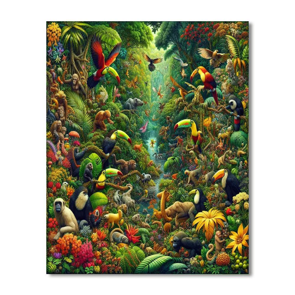 Joyful Rainforest Retreat Numbered Painting Kits