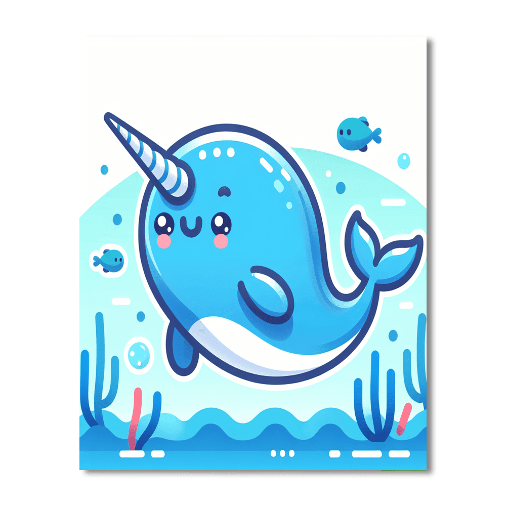Curious Narwhal Number Painting