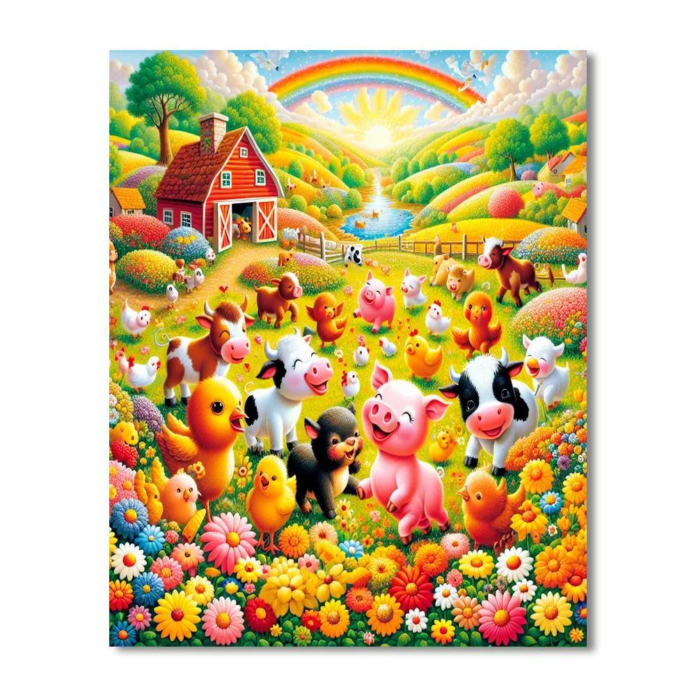 Joyful Farmyard Celebration Numbered Painting Kits