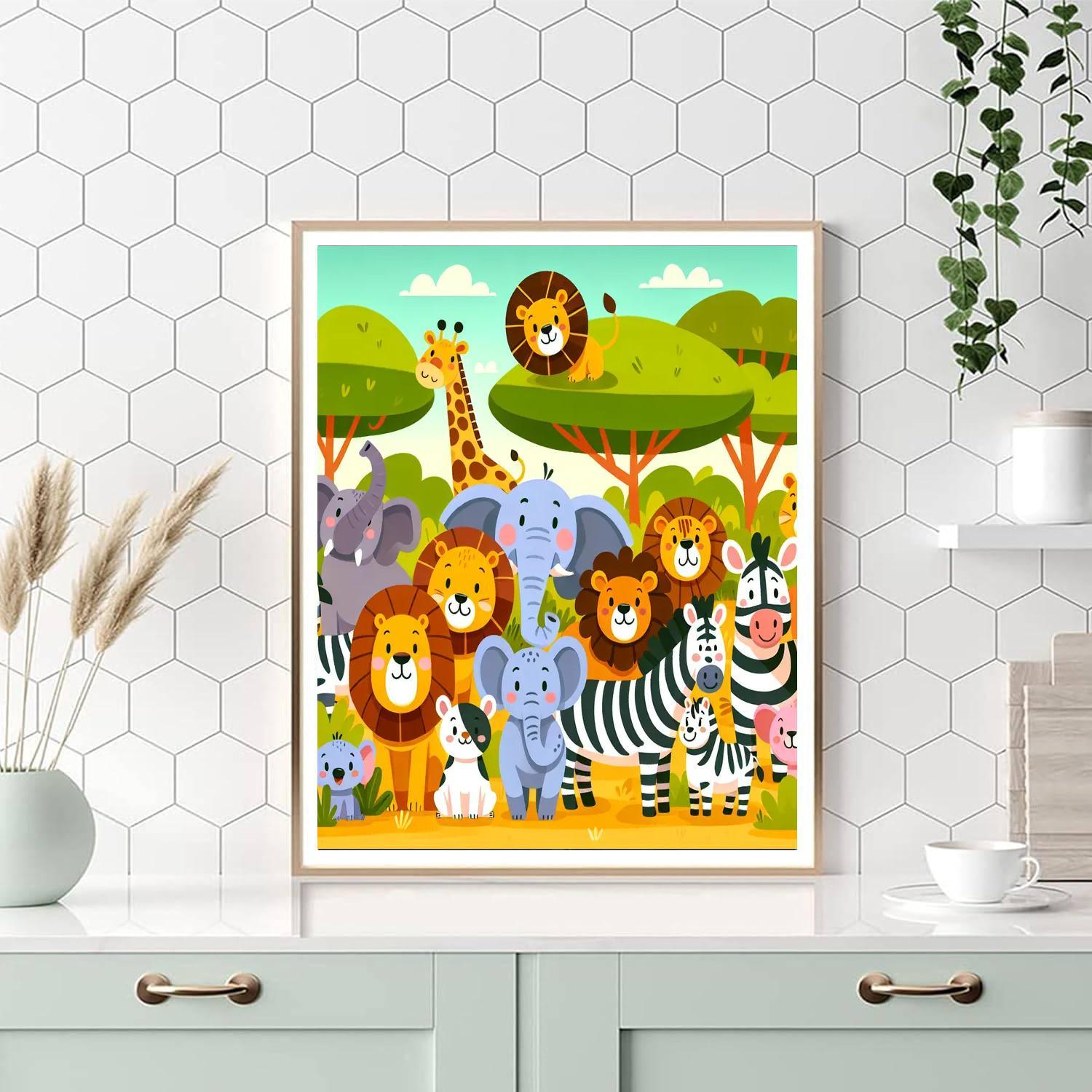 Whimsical Wild Animal Safari Paint By Numbers Kits