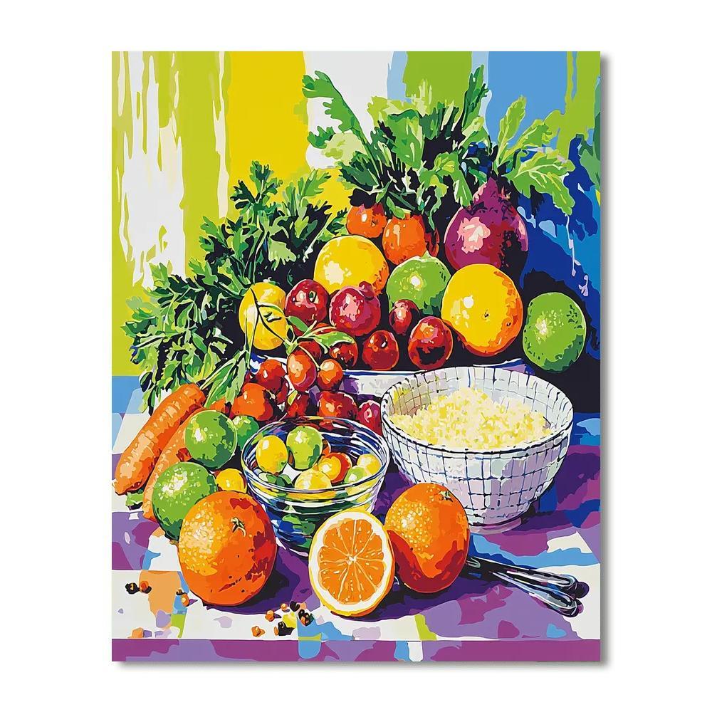 Hockney Inspired Colorful Culinary Delights  Painting By Numbers Kit