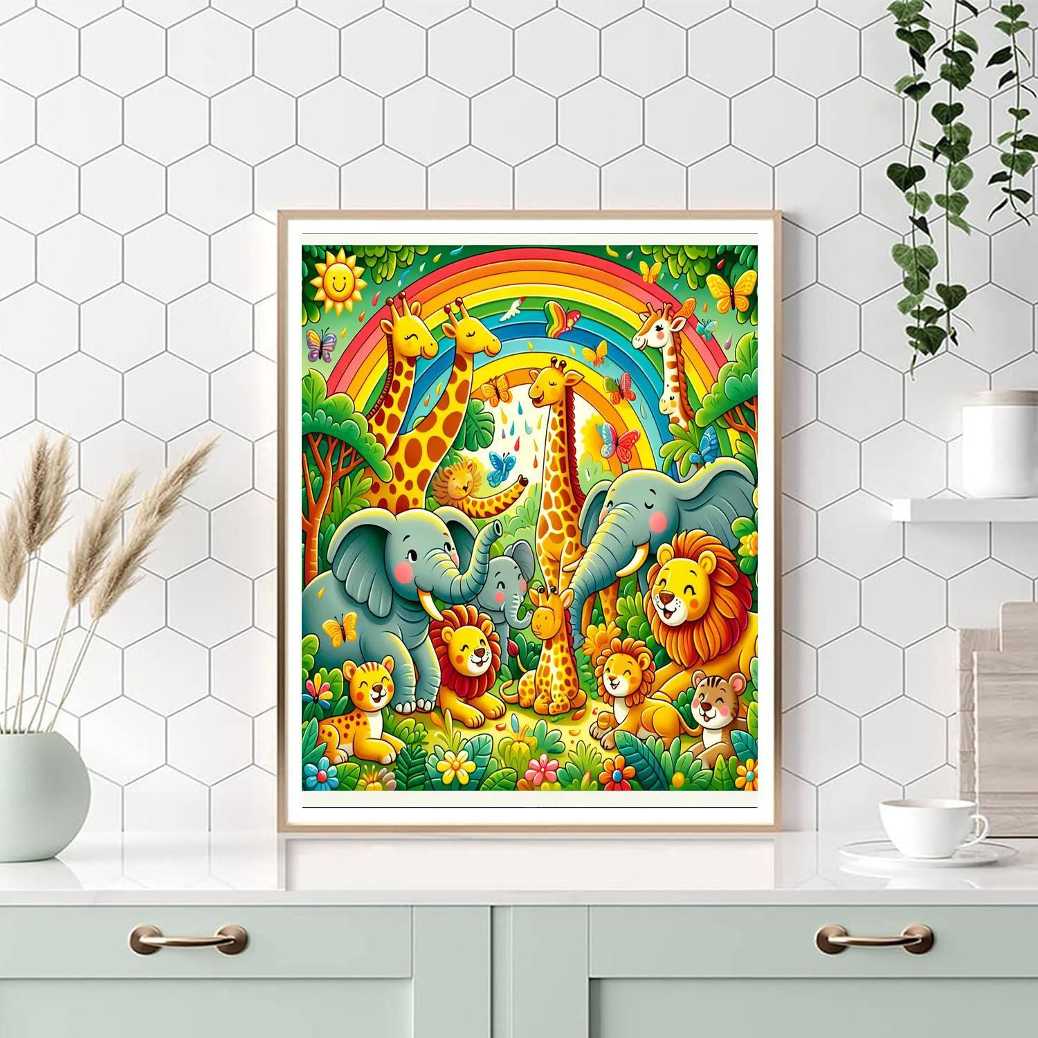 Bright Rainbow Safari Numbered Painting Kits