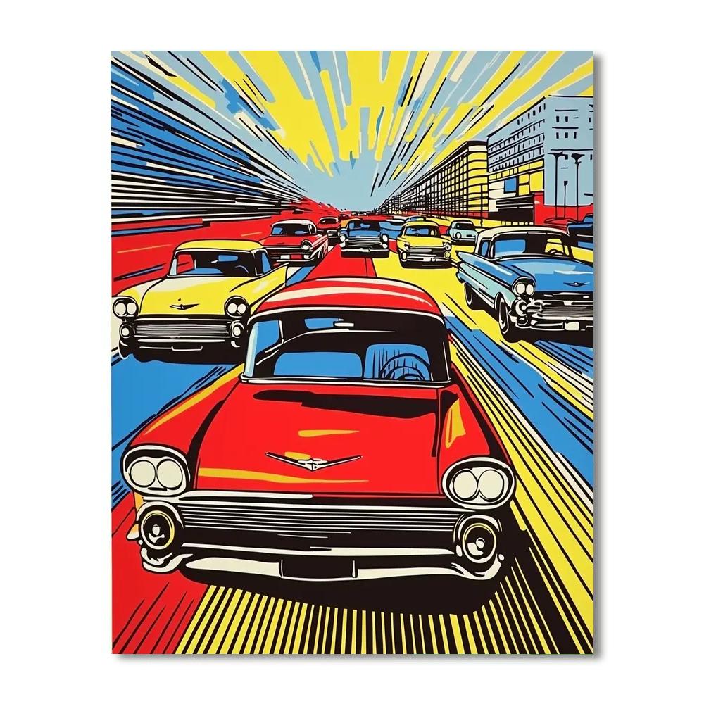 Roy Lichtenstein Inspired Retro Car Dreams  Numbered Painting Kits