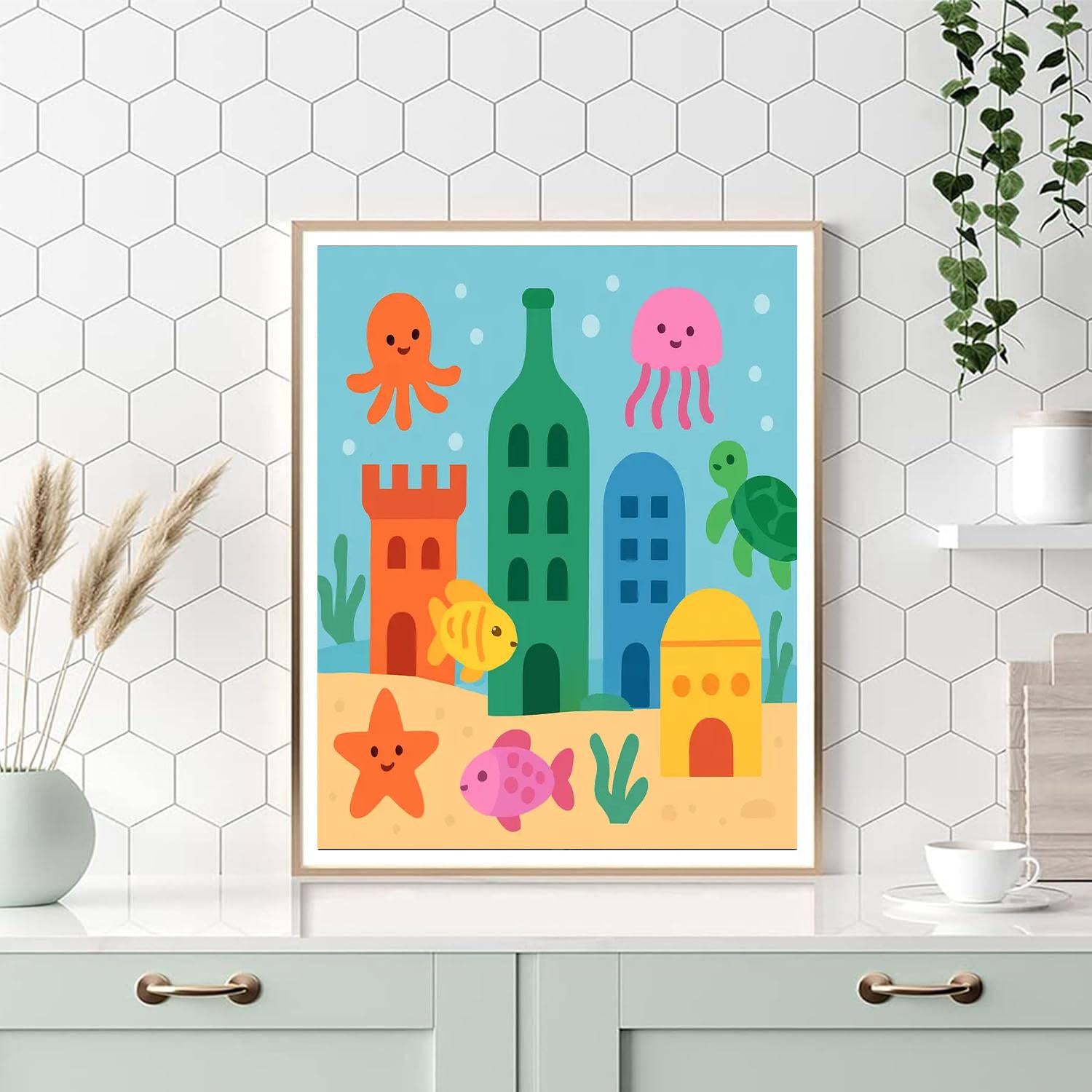 Colorful Underwater City DIY Paint By Numbers