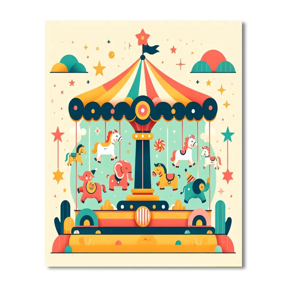 Circus Carousel Whirl Paint By Numbers Art
