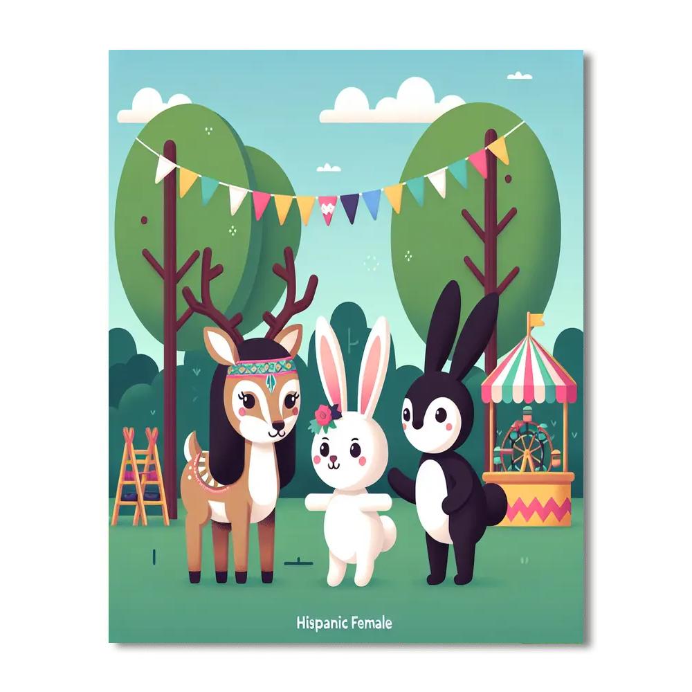 Woodland Creature Carnival Painting Number Kit