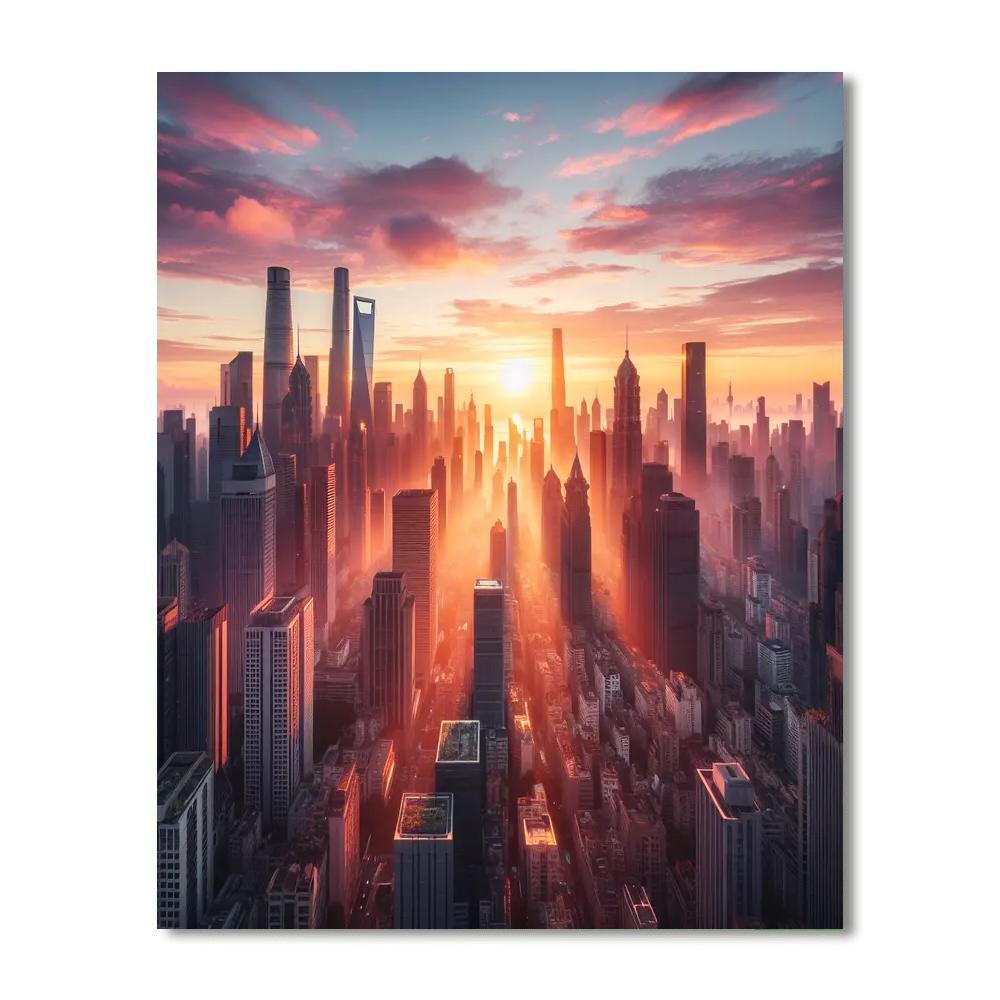 City At Dawn Paint By Numbers Art