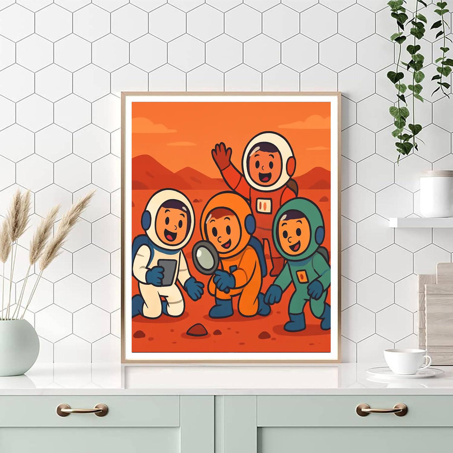 Friendly Astronauts On Mars Paint By Number