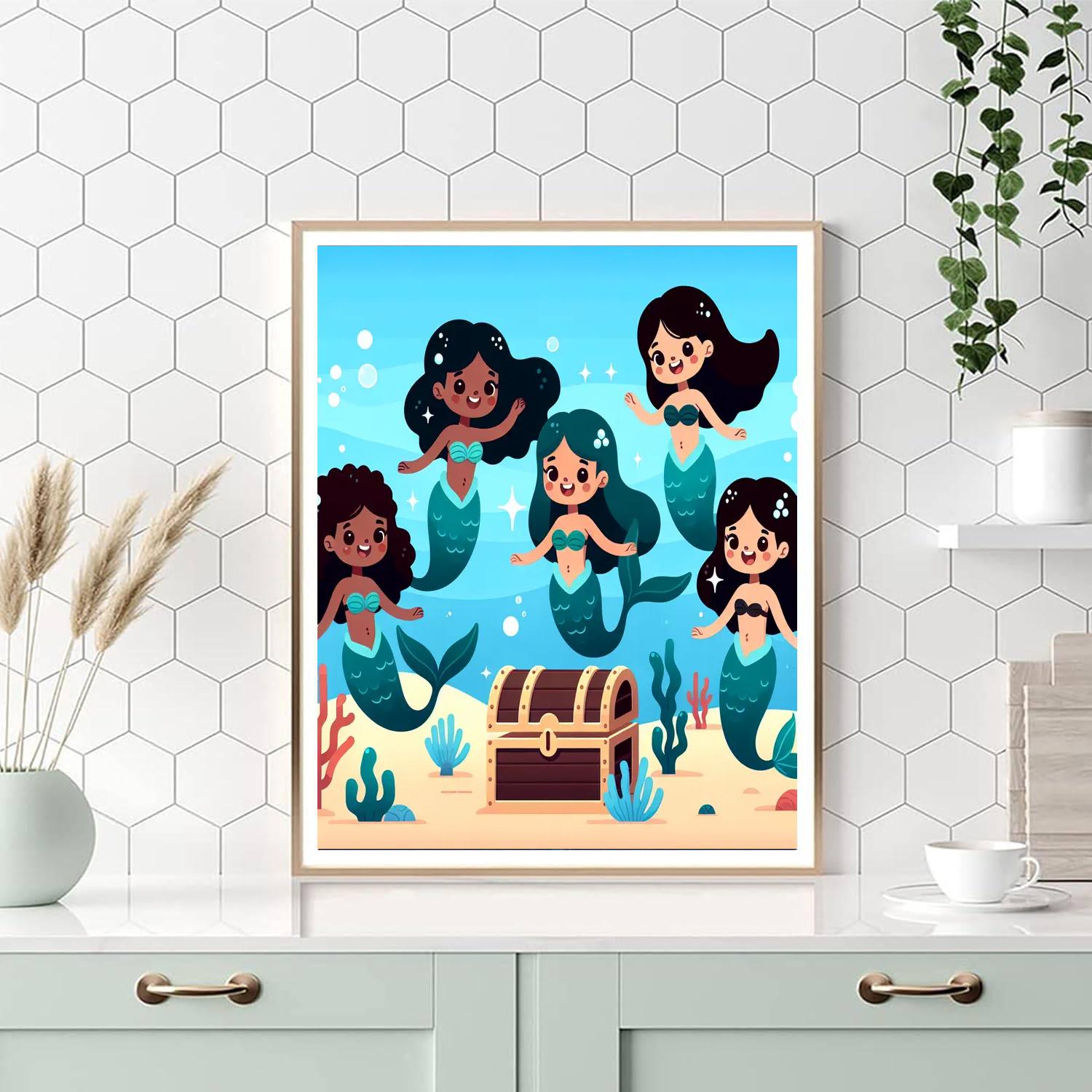 Underwater Mermaid Treasure Number Painting