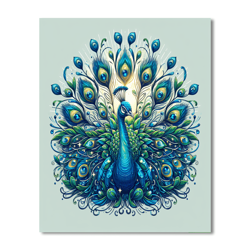 Opulent Peacock Splendor Number Painting