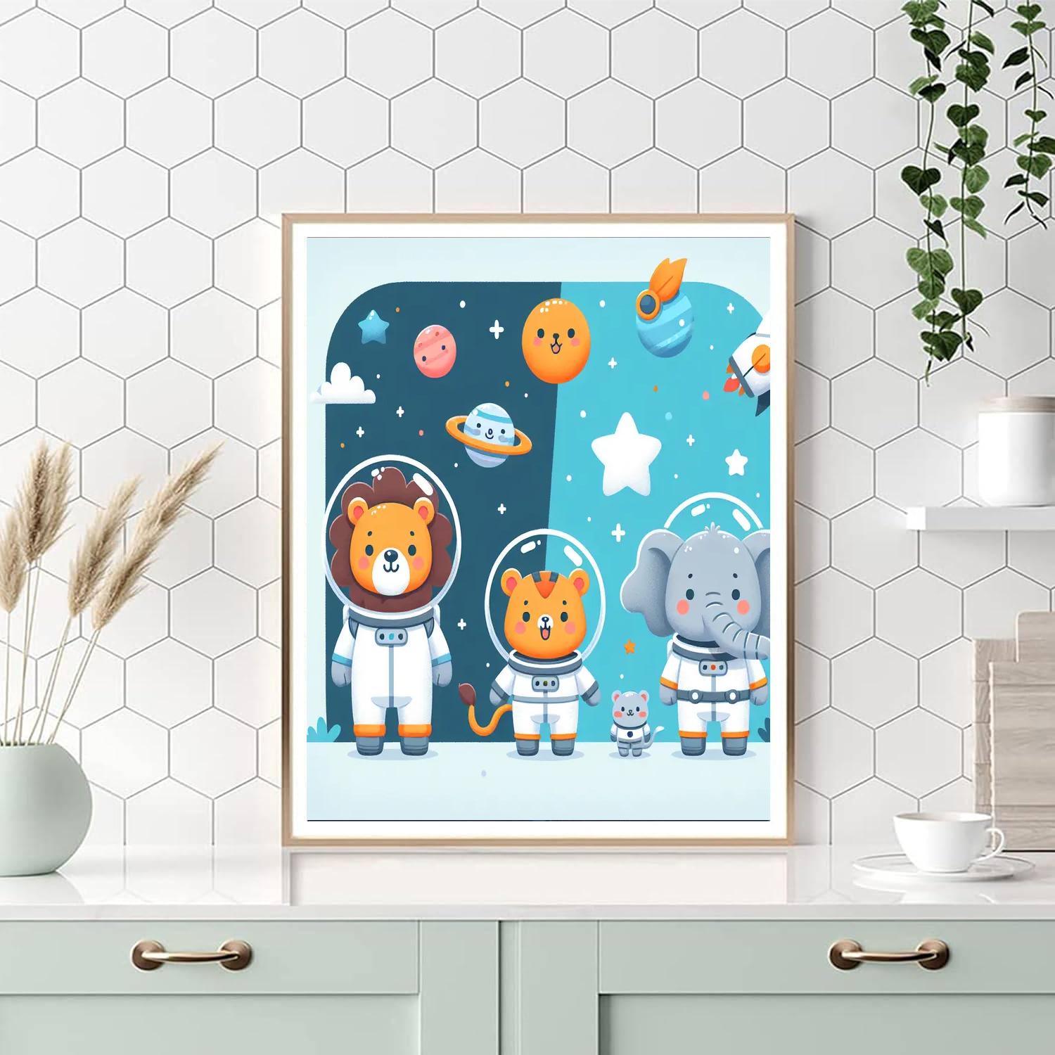 Astronaut Animal Pioneers Paint By Numbers Art