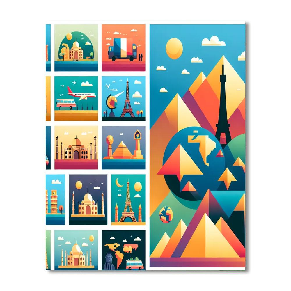 Historical World Landmarks Numbered Painting Kits