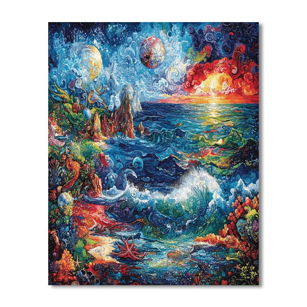 Frida Kahlo Inspired Mythical Ocean's Edge  Paint By Numbers Kits