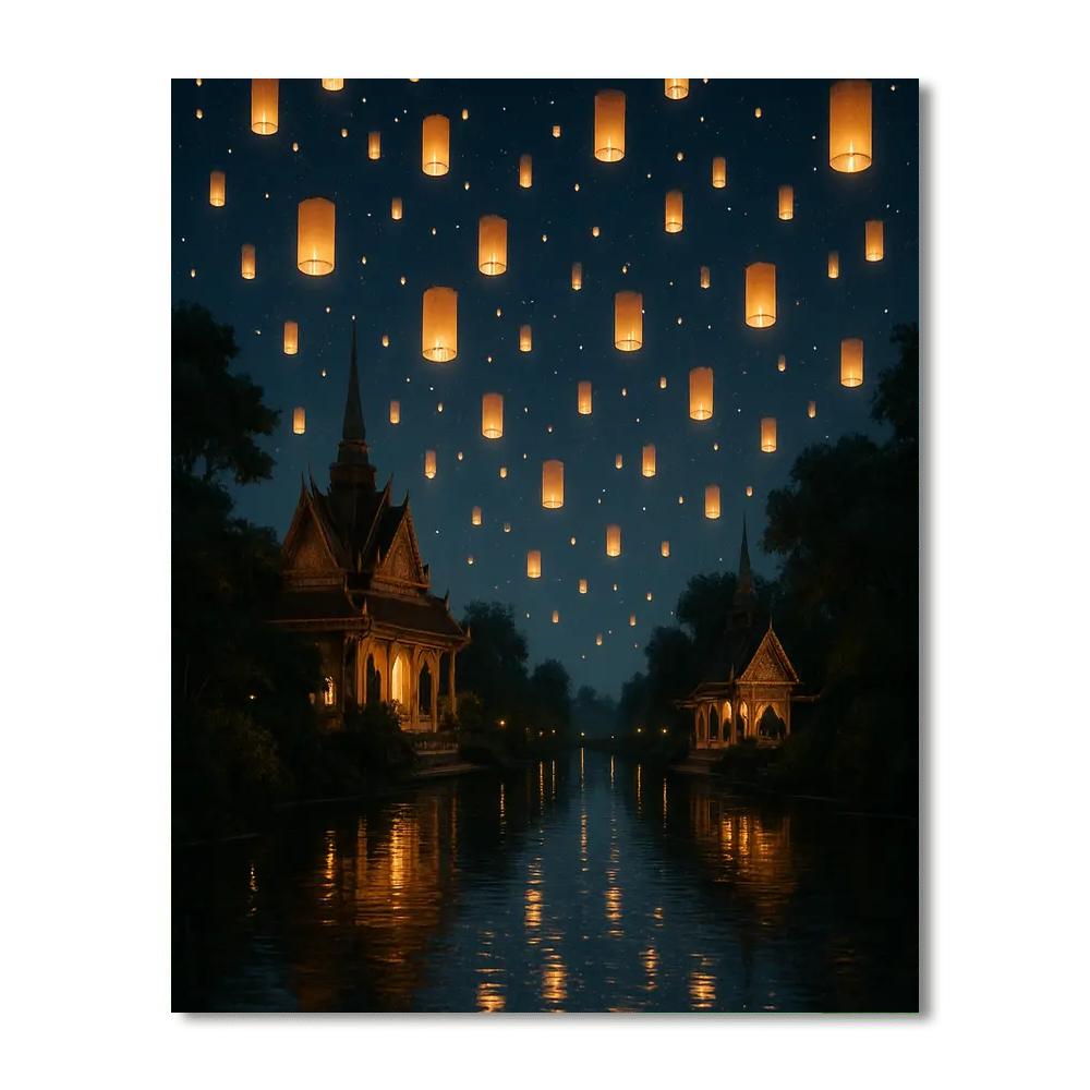 Yi Peng Festival - Thailand Painting By Numbers Kit