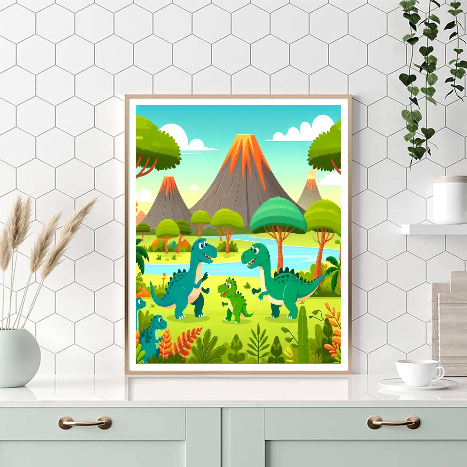 Cool Dinosaur Adventure Number Painting