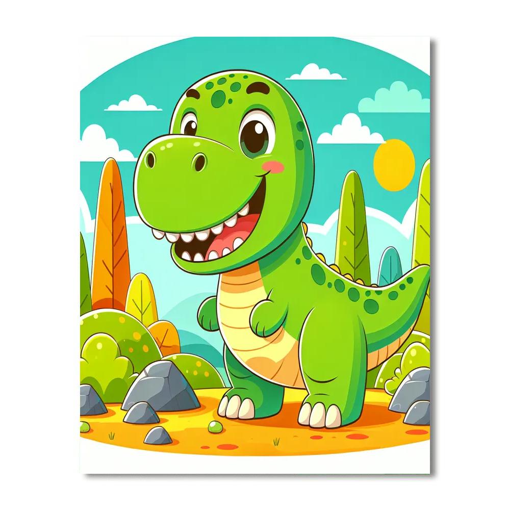 Gigglesome Dinosaur Paint By Numbers Art