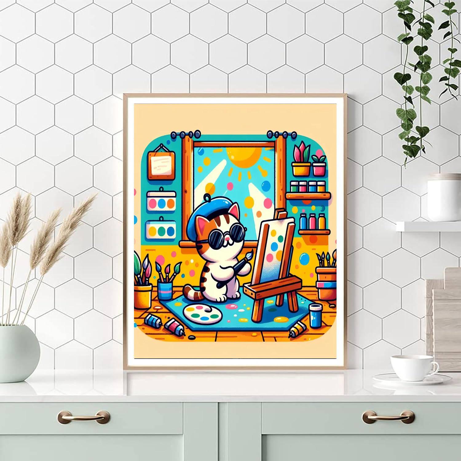 Cool Cat's Art Studio Paint By Numbers Art