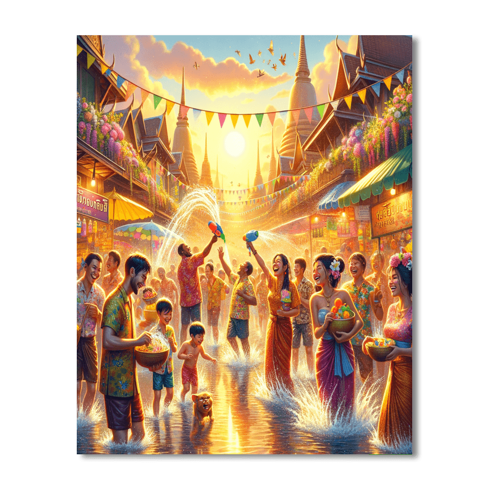 Songkran Water Festival - Thailand Paint By Number