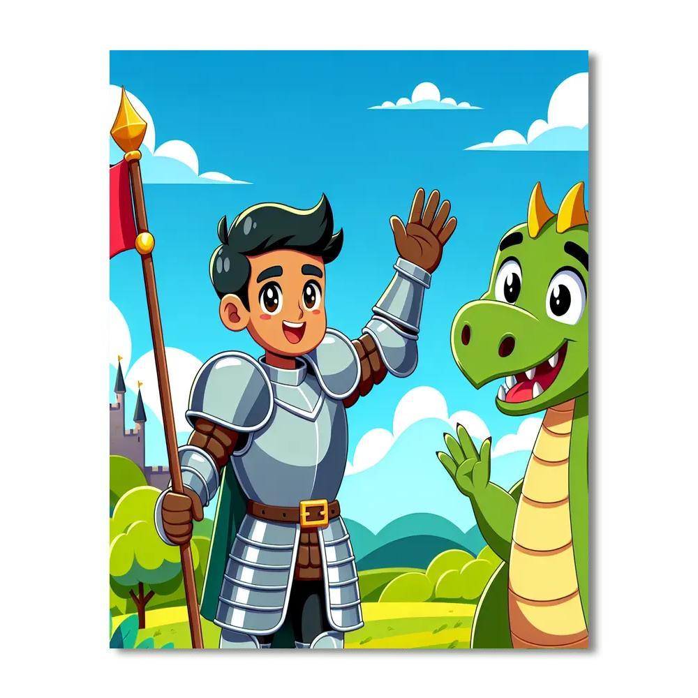 Brave Knights And Dragons Painting Number Kit