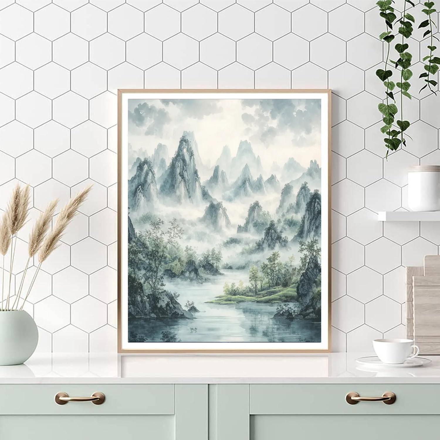 Zhao Mengfu Inspired Whispers Of Mist  Painting By Numbers Kit