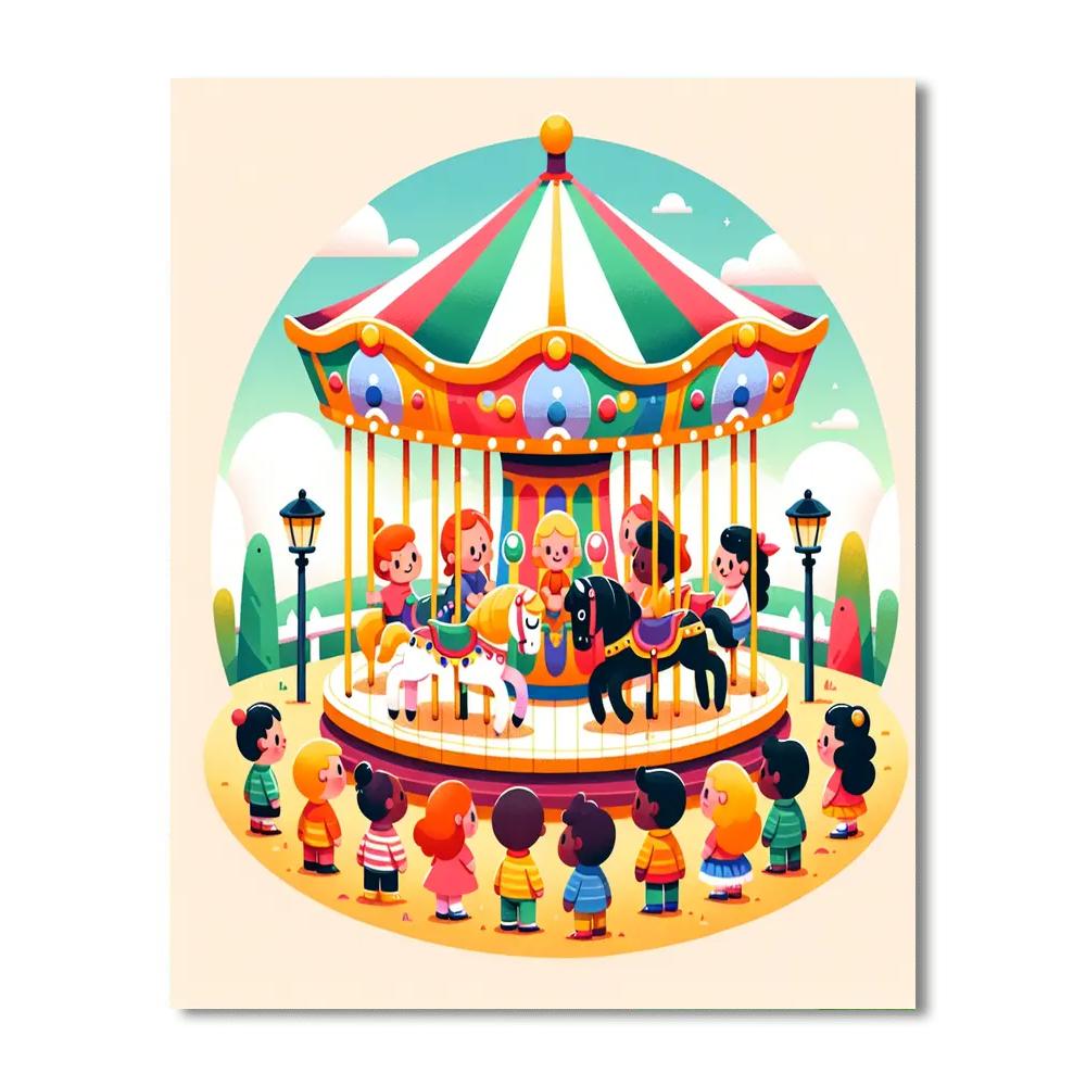 Colorful Carousel Ride Numbered Painting Kits