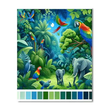 Fanciful Jungle Safari Number Painting