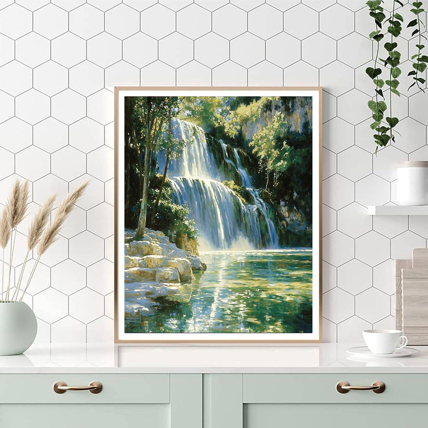 John Singer Sargent Inspired Glistening Waterfall Harmony  Paint By Numbers