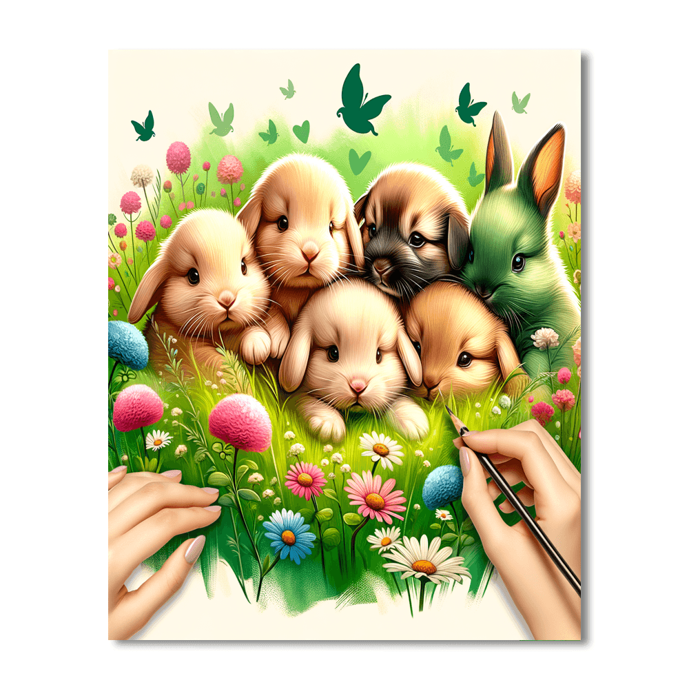 Gentle Baby Animals Painting Number Kit