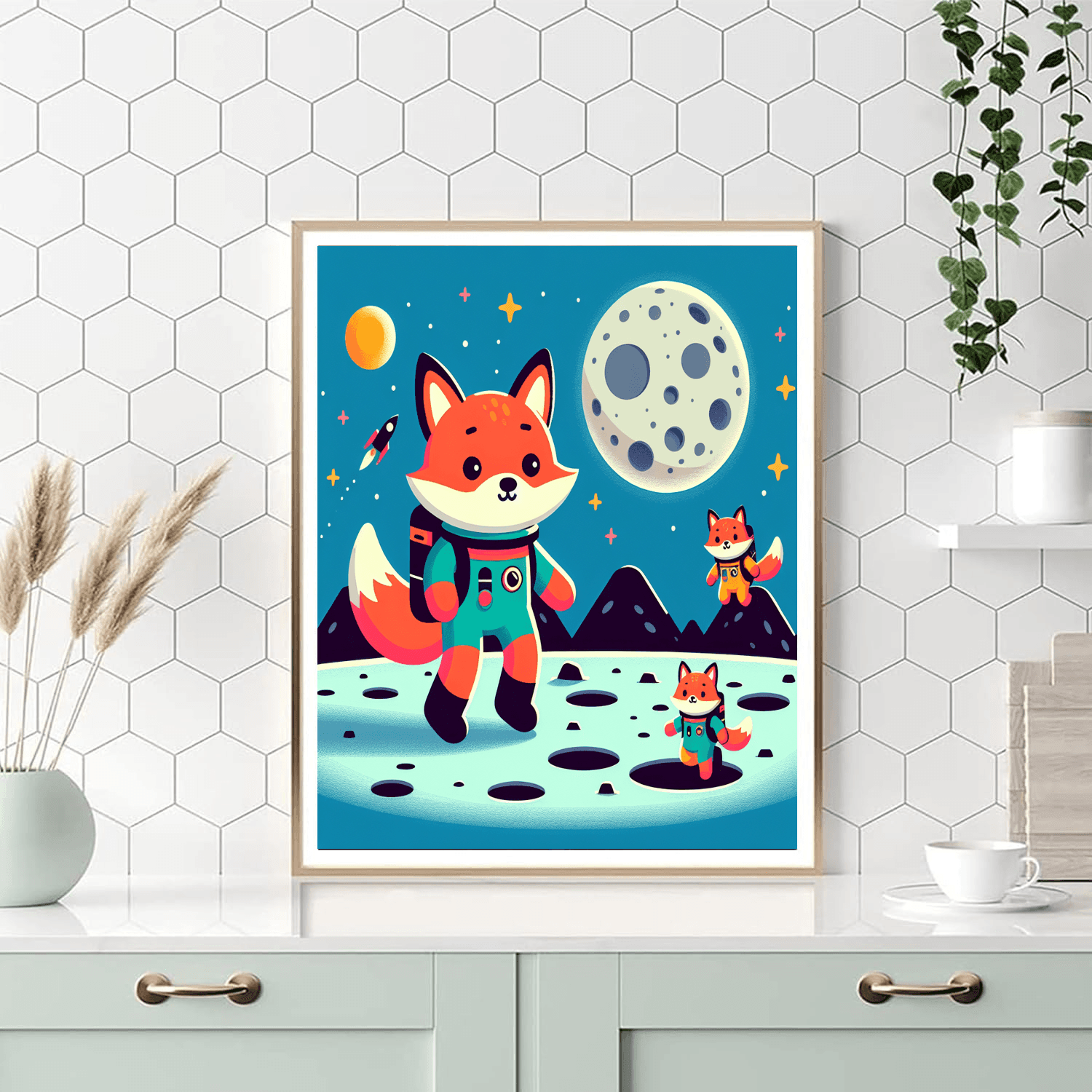 Lunar Expedition With Space Foxes Paint By Number