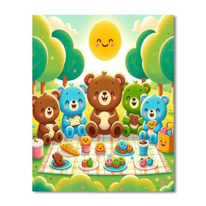 Cuddly Teddy Bear Picnic Numbered Painting Kits