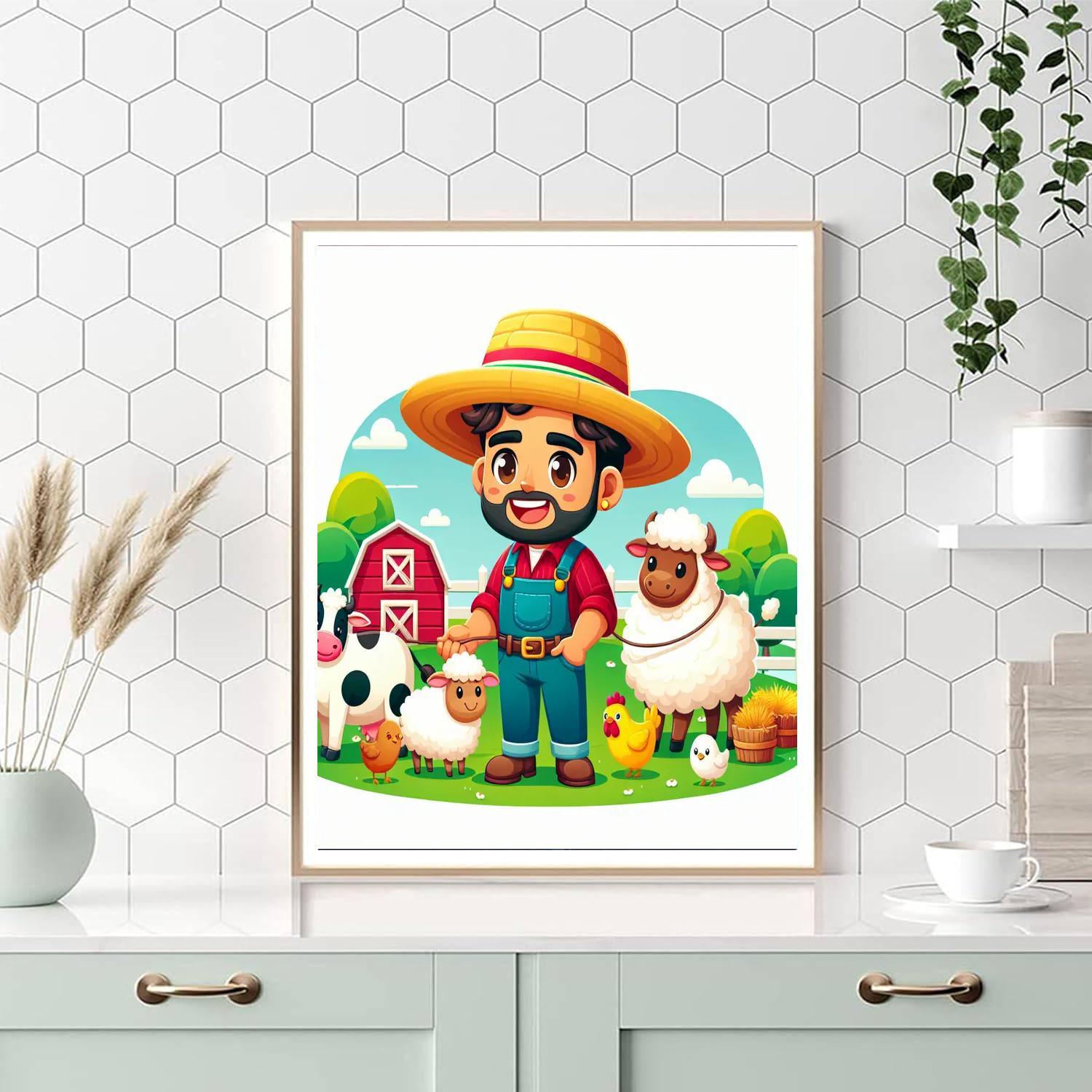 Happy Farmer And Animals Numbered Painting Kits