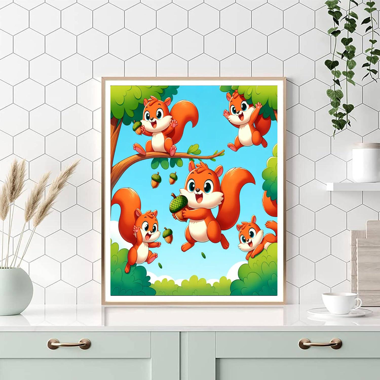 Adventurous Squirrels Paint By Numbers Art