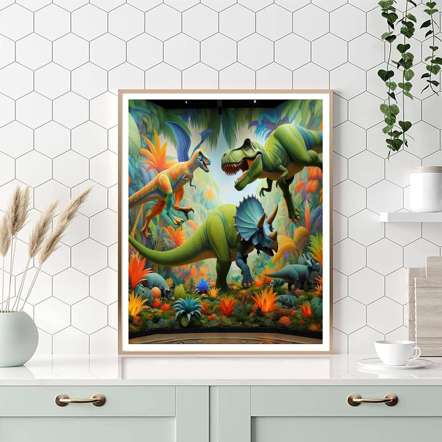 Adventurous Dinosaurs In The Jungle Paint By Numbers