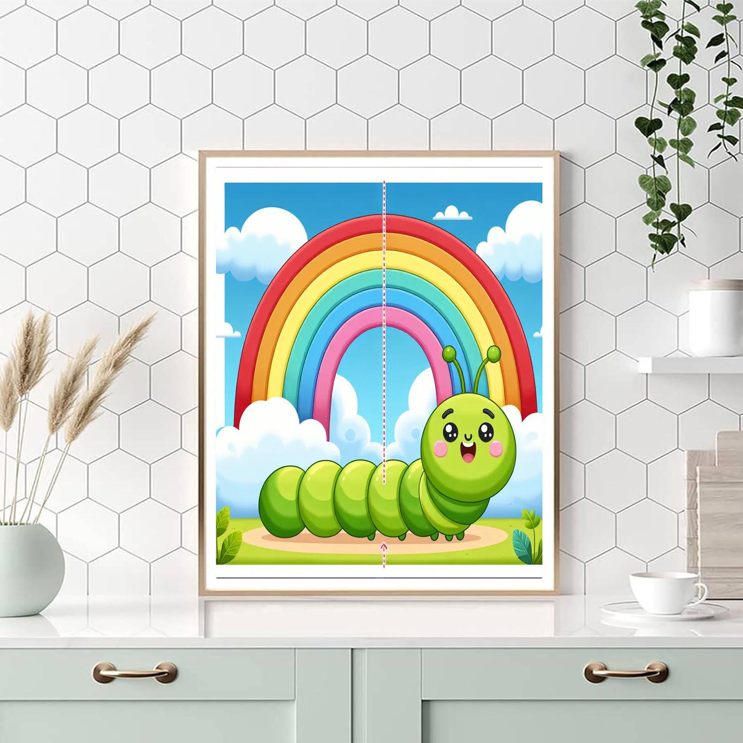 Bright Rainbow Caterpillar Numbered Painting Kits