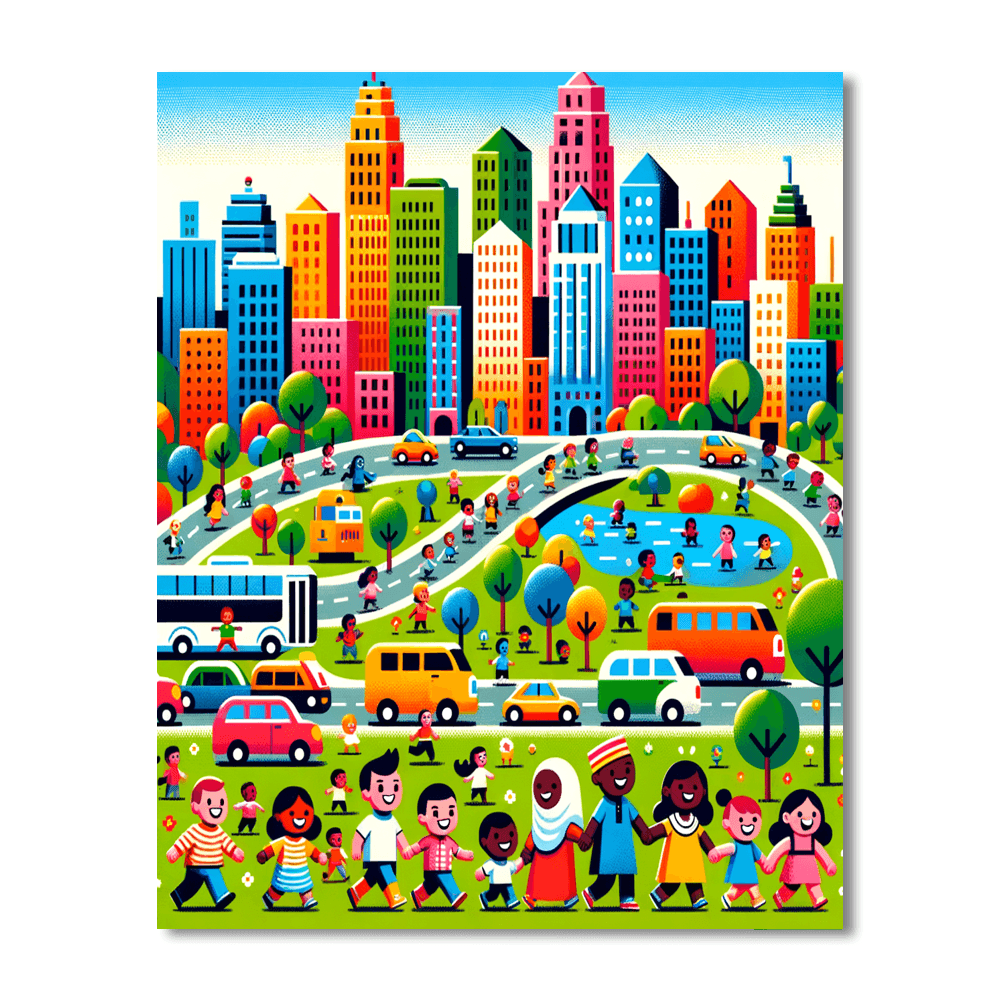 Cheerful Cities DIY Paint By Numbers