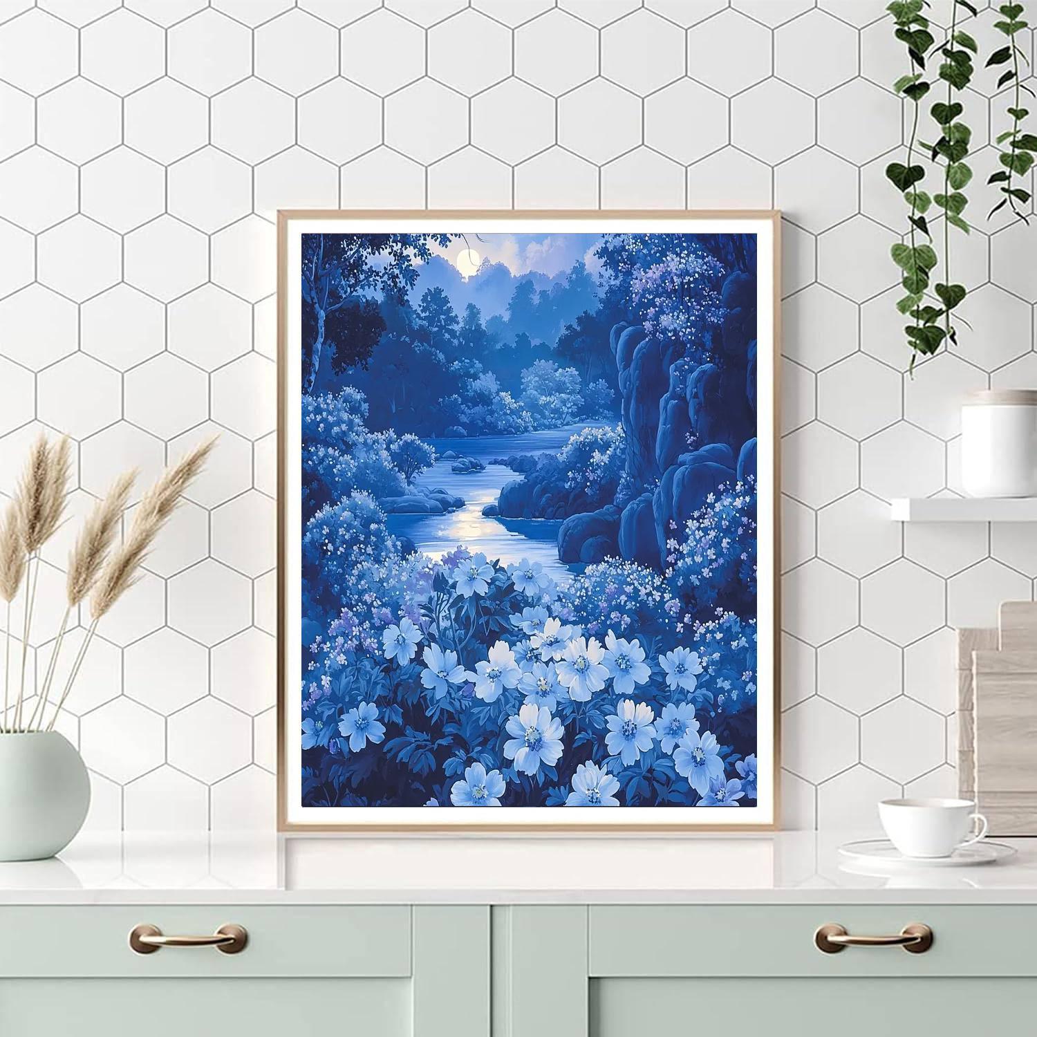 Utagawa Hiroshige Inspired Enchanted Evening Blossoms  Number Painting