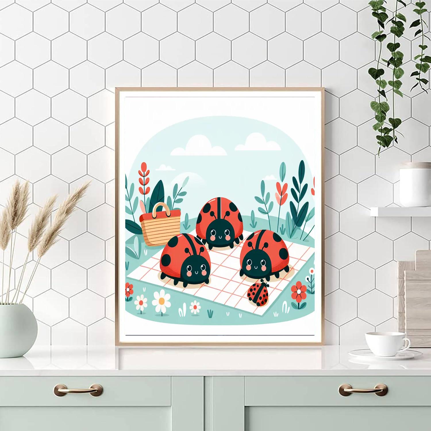 Charming Ladybug Picnic Paint By Color