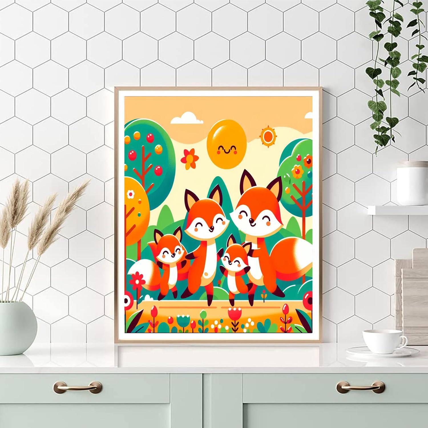 Friendly Fox Family Adventure Paint By Number