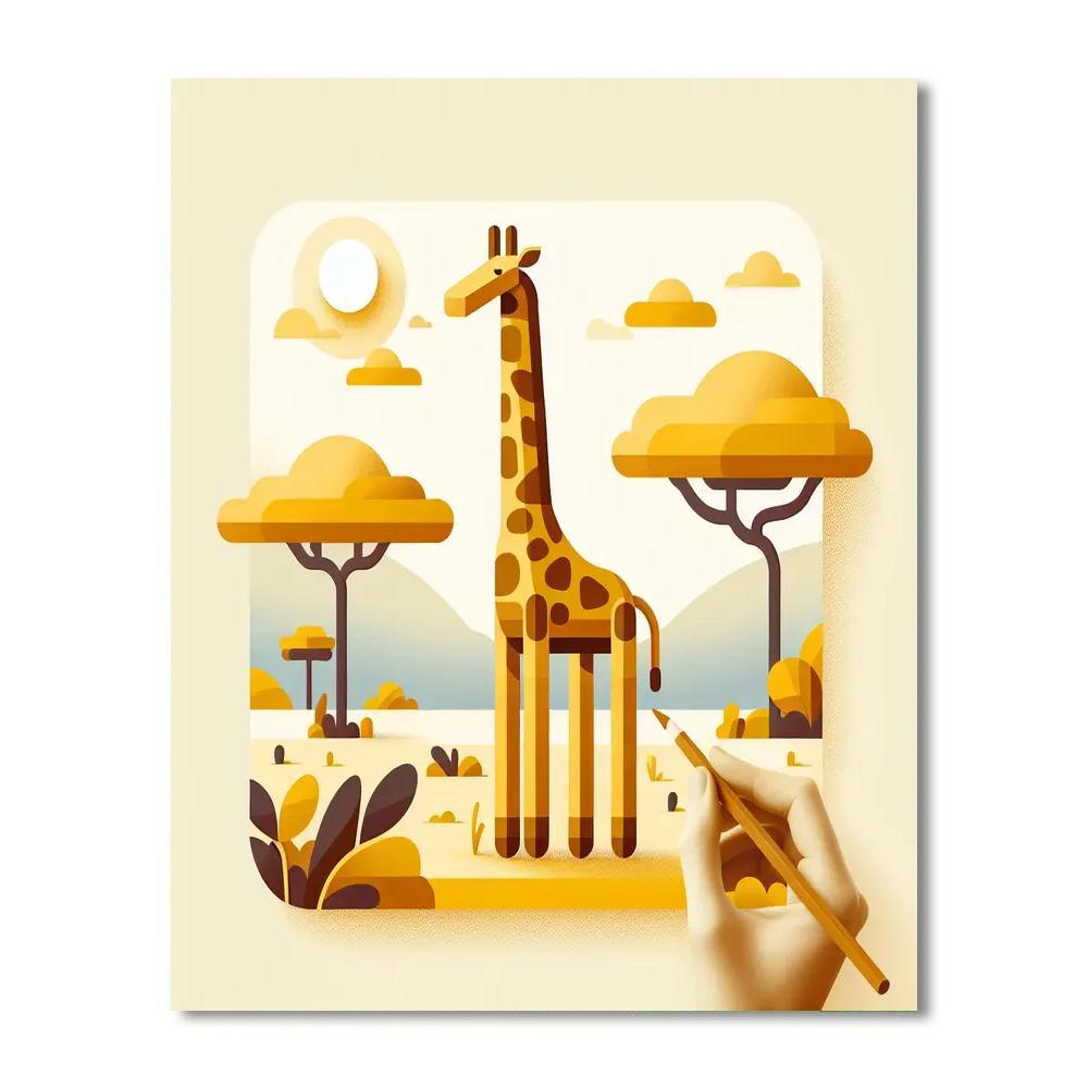 Gentle Giraffe Gazing Number Painting