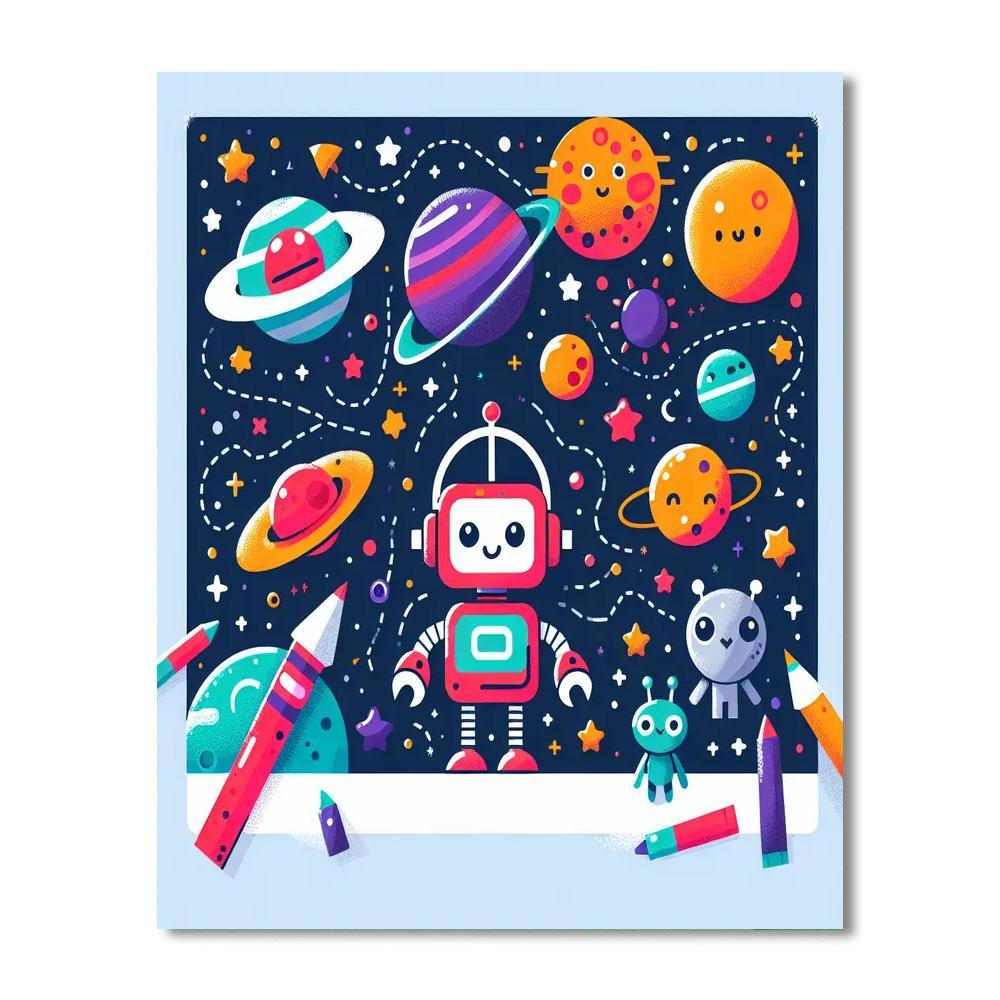 Outer Space Robot Quest Numbered Painting Kits