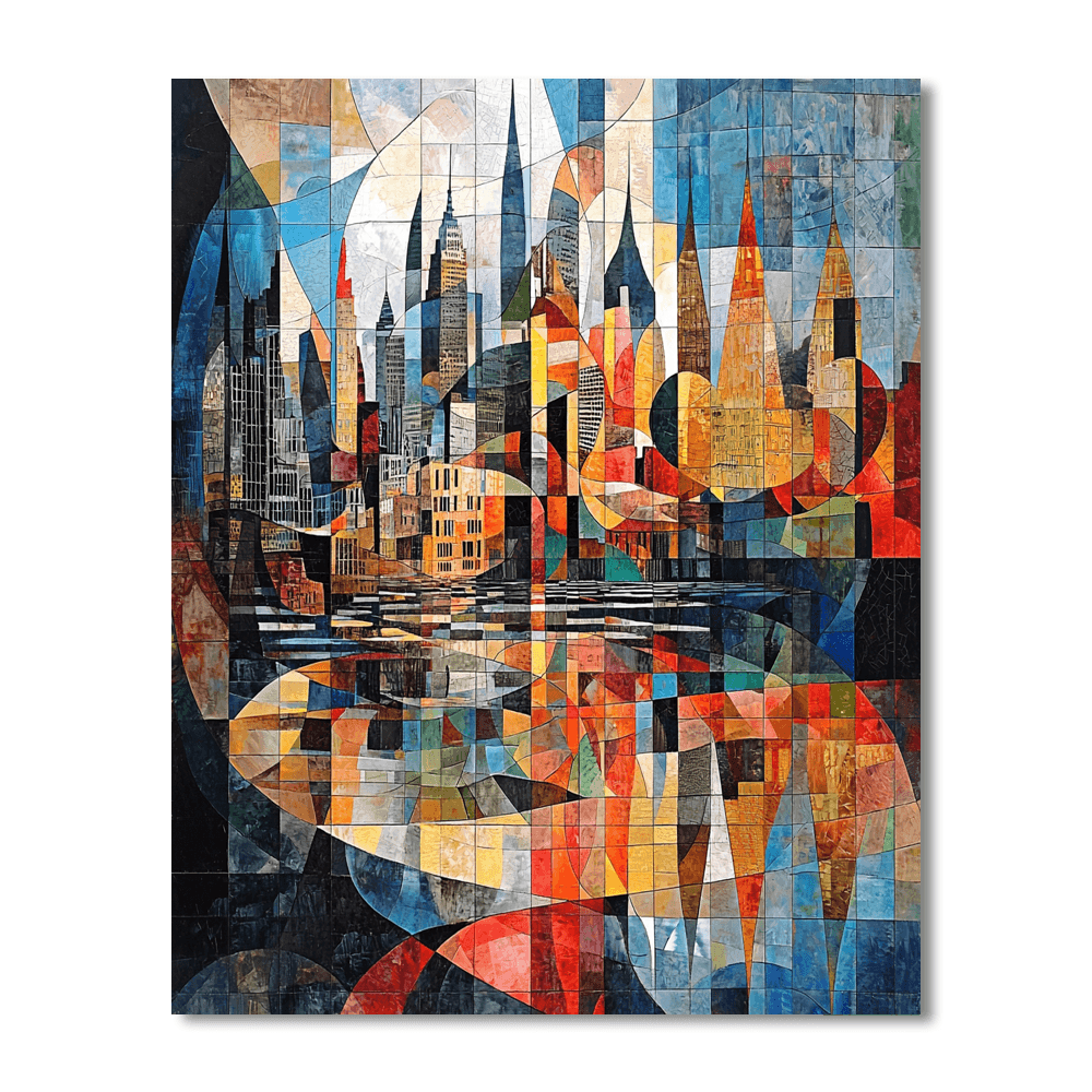 Pablo Picasso Inspired Cubist Cityscape Reflection  Paint By Numbers Art