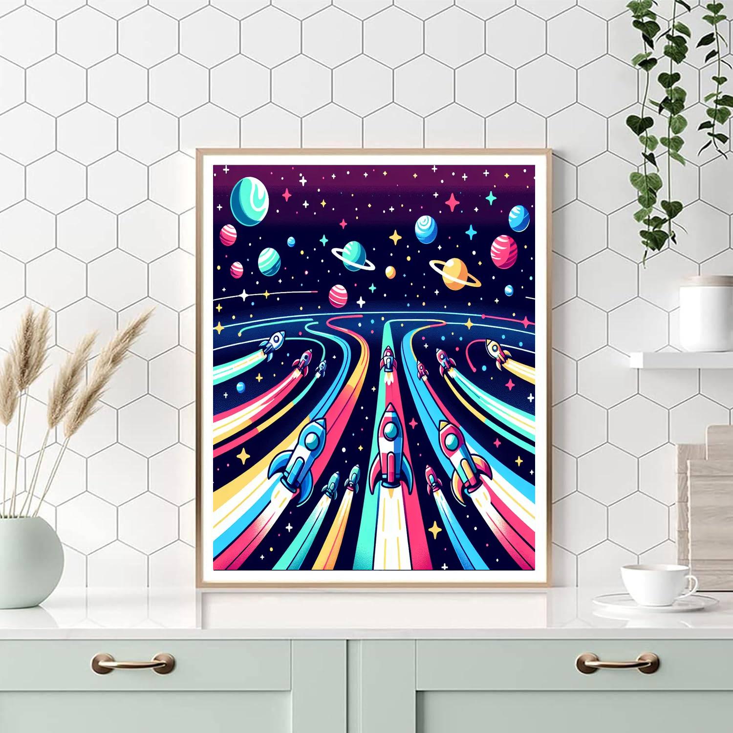 Space Adventure Race DIY Paint By Numbers