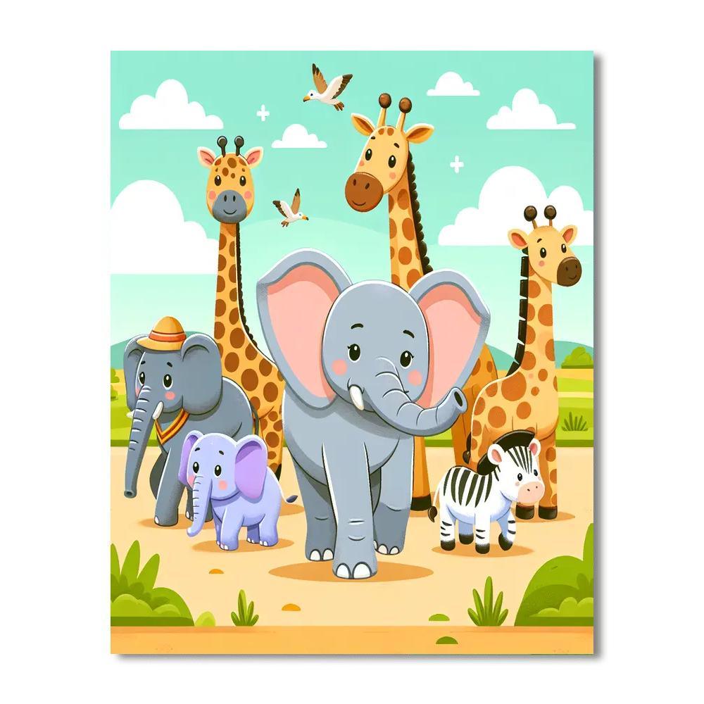 Animal Parade On Safari Paint By Numbers Kits