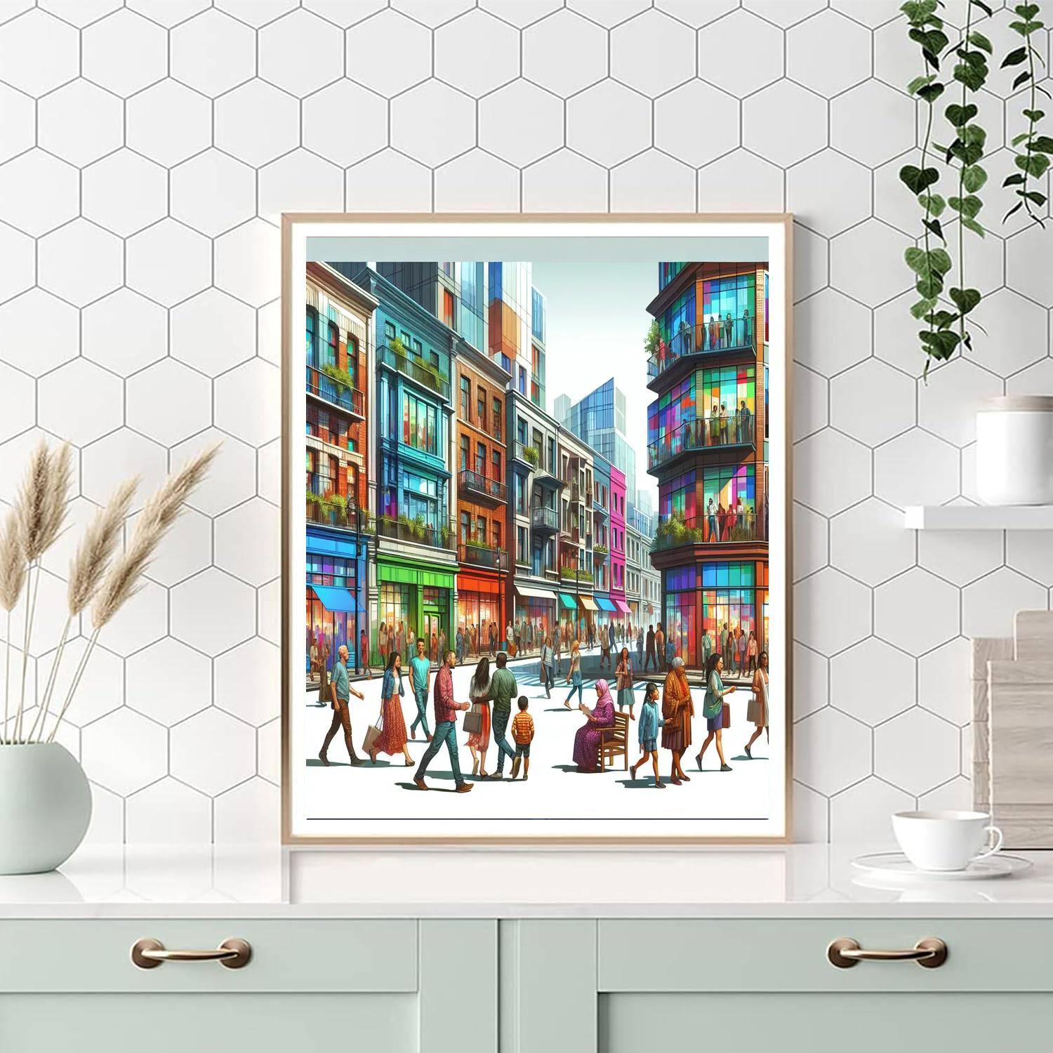 Colorful Urban Street Life Paint By Numbers Kits