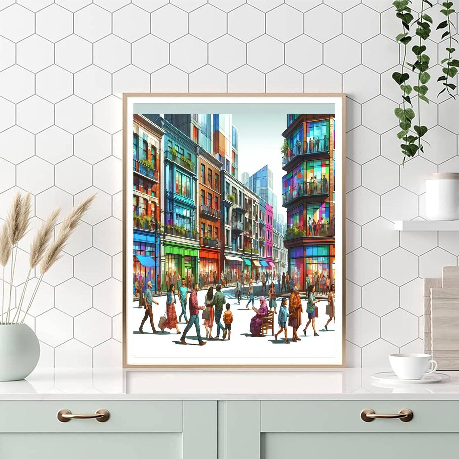 Colorful Urban Street Life Paint By Numbers Kits