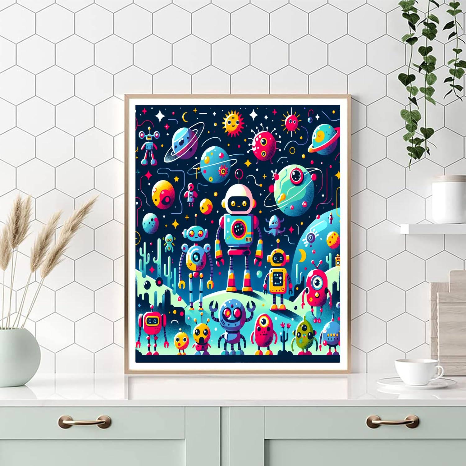 Space Bot Exploration Paint By Numbers Art