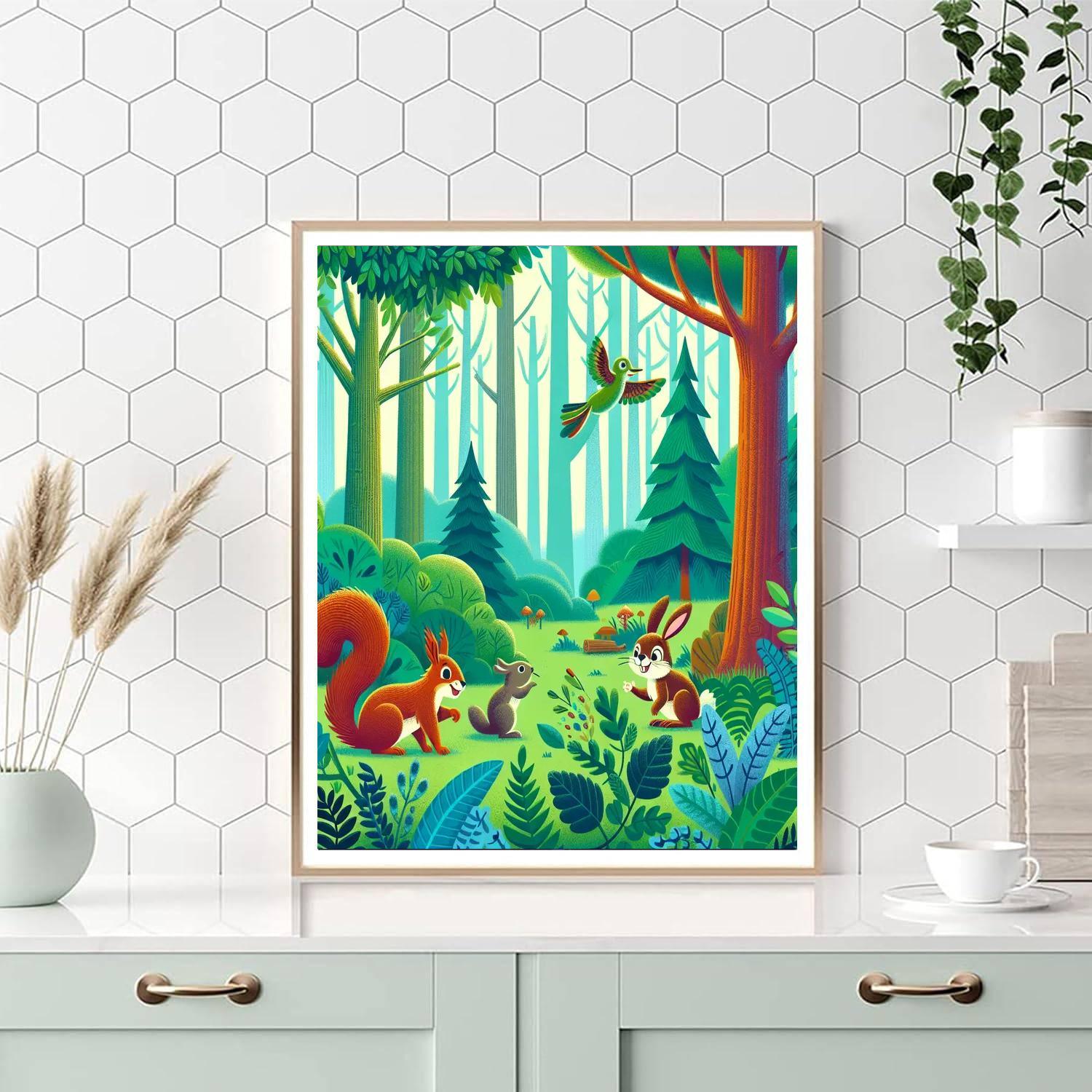 Playful Woodland Frolic Numbered Painting Kits
