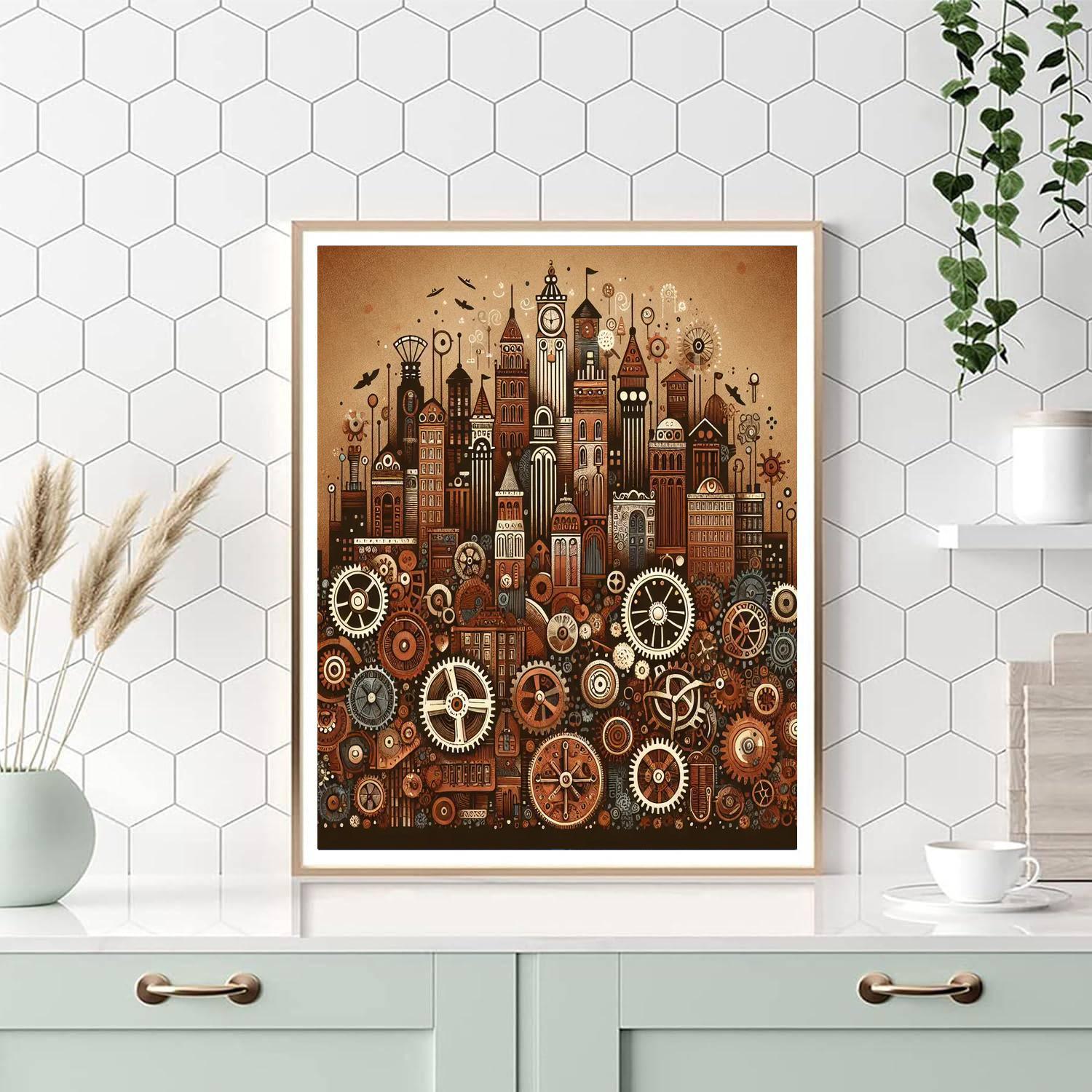 Eccentric Steam Punk City Paint By Number